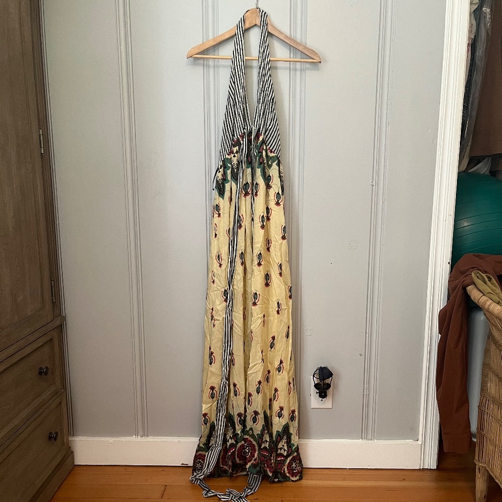 Anthropologie Hoss Intropia Striped Printed Silk Blend Maxi Dress Size 40